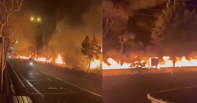 তেহরানে সড়কজুড়ে আগুন